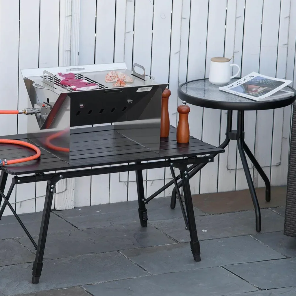 Tischgrill mit Piezo-Zündung - Edelstahl - 52 x 40 x 31 cm