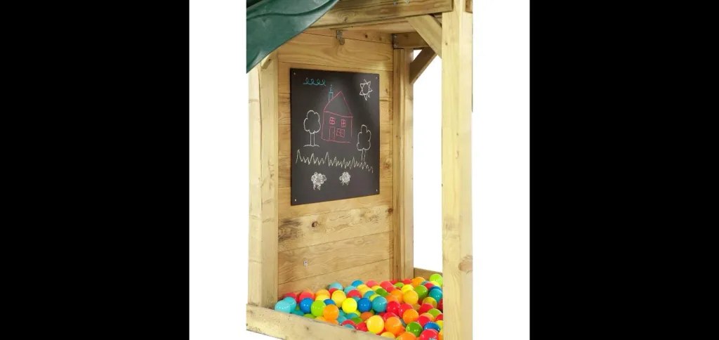 Holz Aussichtsturm   Outdoor-Spielturm für Kinder aus Holz, Kletterwand, Rutsche, Sandkasten, Kreidetafel, natur
