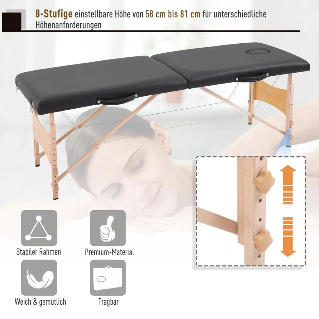 Mobiler Massagetisch schwarz