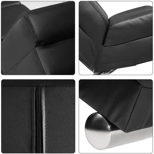 Lounger London schwarzes Kunstleder 186 x 55 x 89cm