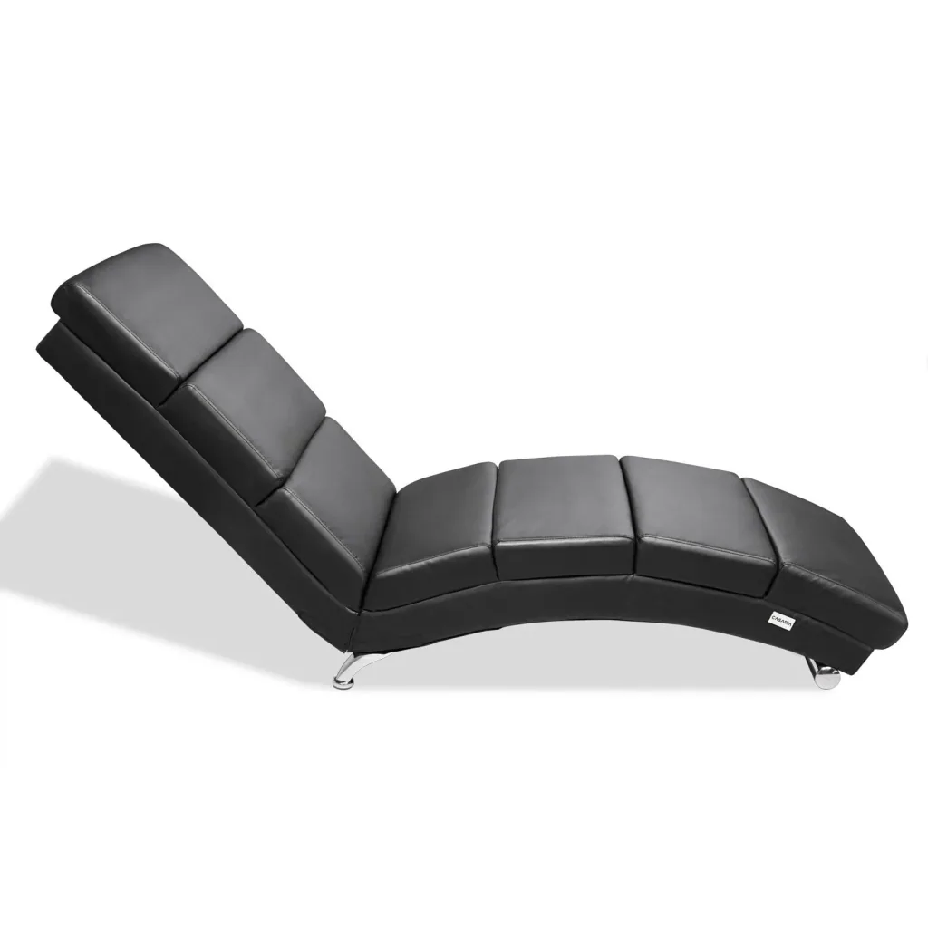 Lounger London schwarzes Kunstleder 186 x 55 x 89cm