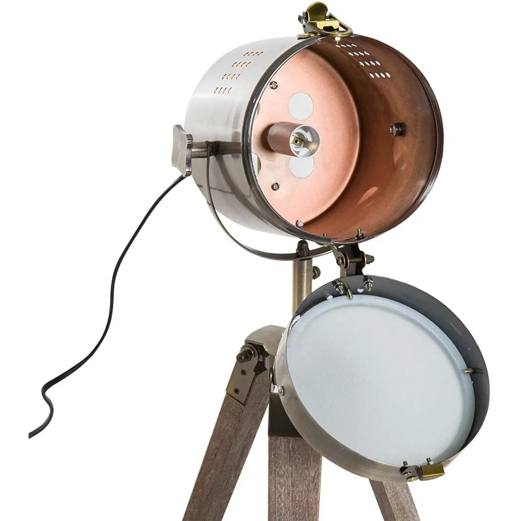 Tischlampe Holz Tischleuchte Dreibein E14 Bronze