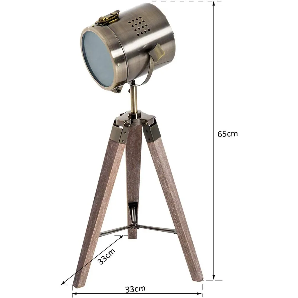 Tischlampe Holz Tischleuchte Dreibein E14 Bronze