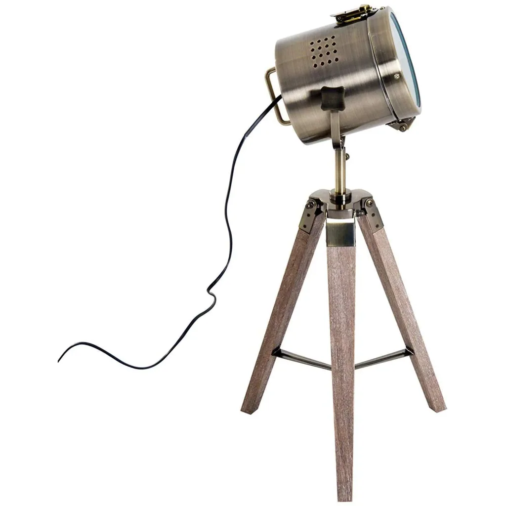 Tischlampe Holz Tischleuchte Dreibein E14 Bronze