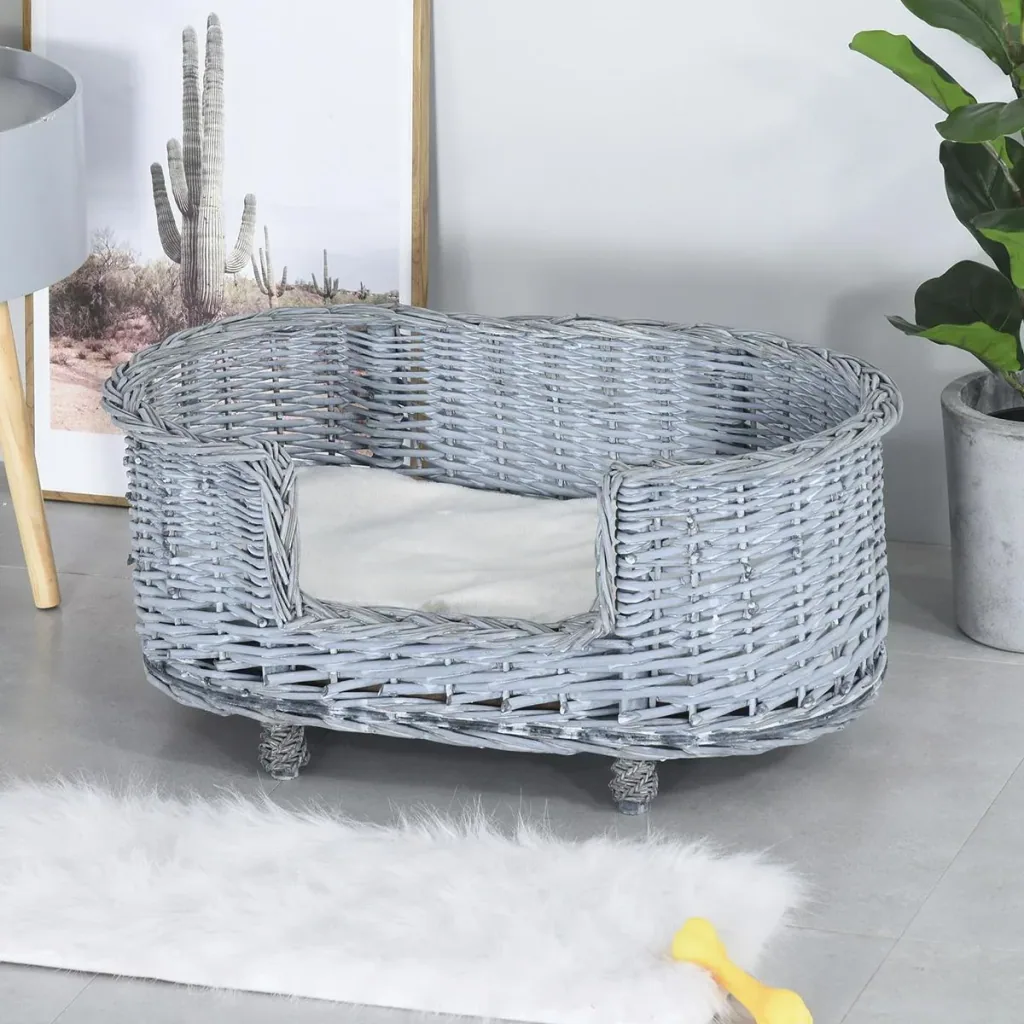 Hundesofa Haustiersofa Hundebett Katzensofa Weichem Bezug Katzensofa Weide Plüsch Grau 71 x 40 x 31 cm