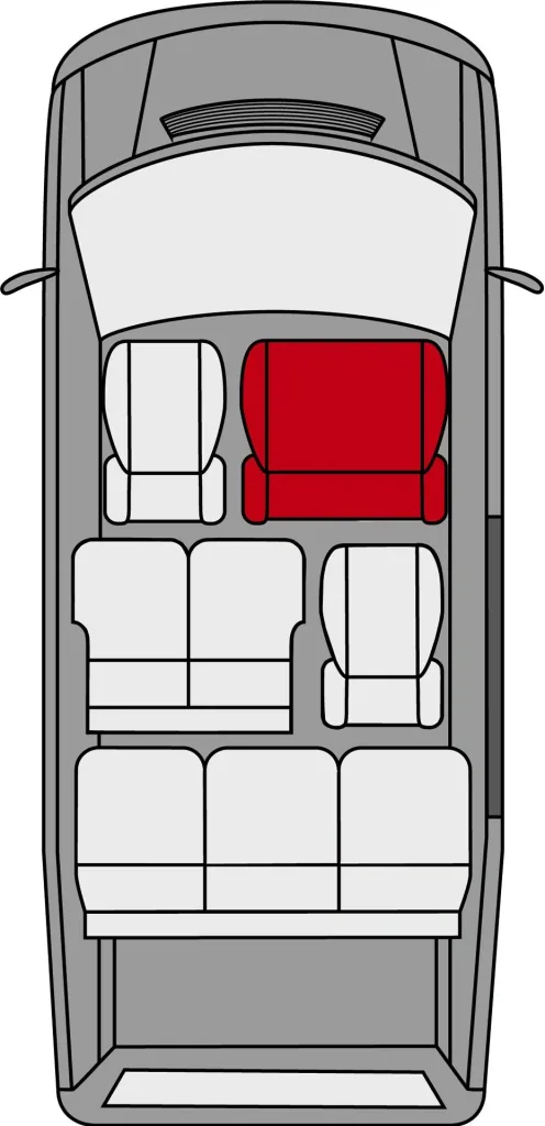 Passform Sitzbezüge VW T6 für Doppelbank vorne umlegbar aus Kunstleder ab Baujahr 07/2015 bis heute