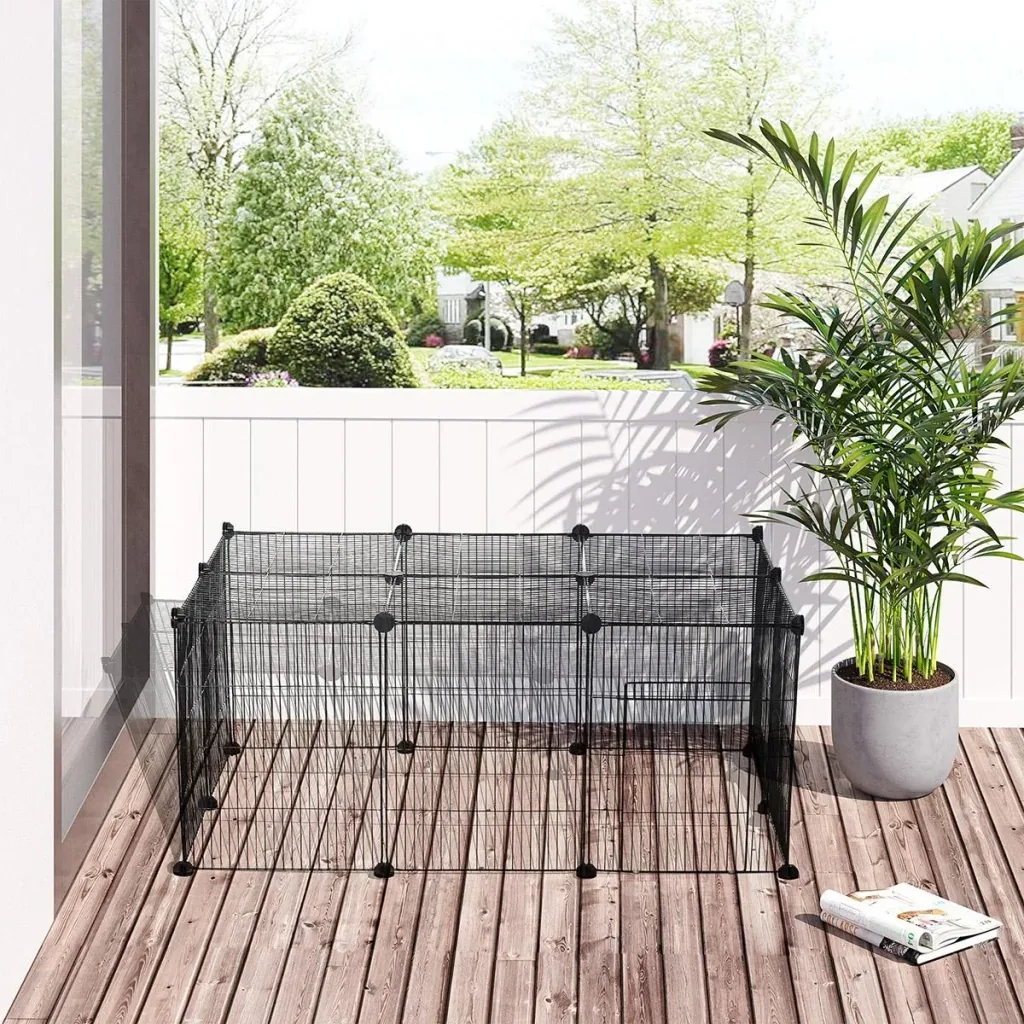 Kleintiergehege kleintierkäfig Freigehege DIY Metall Kätzchen Hase Chinchilla Multi-Winkel-Verbindungen Anti-Rutsch-Matt