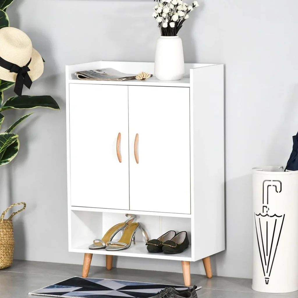 Schuhschrank Schuhregal mit Türen und Regalen für Flur und Eingangsbereich, moderner Schuhkommode Schuhablagen, E1 Spanp