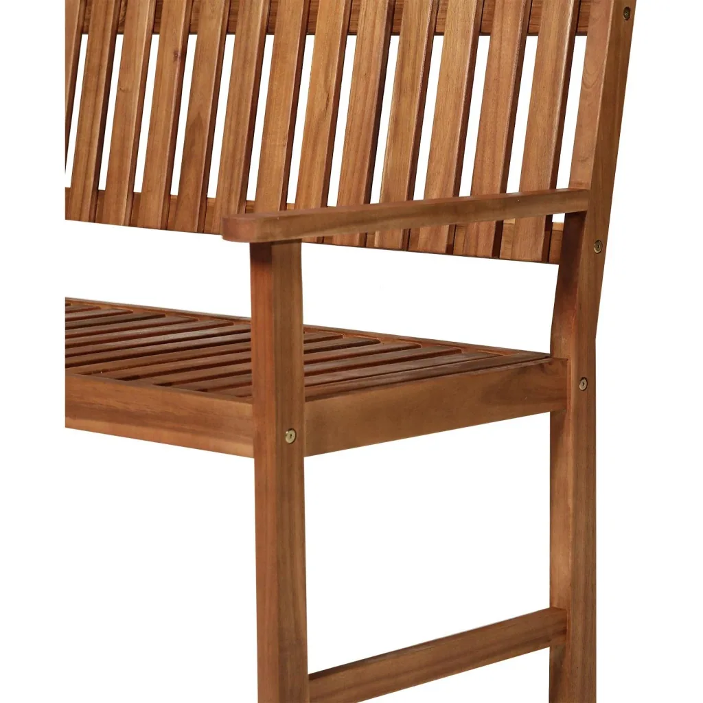 2-Sitzer Sitzbank Gartenbank Holzbank mit Armlehne Landhausstil Akazienholz Rotbraun 120 x 65 x 91,5 cm