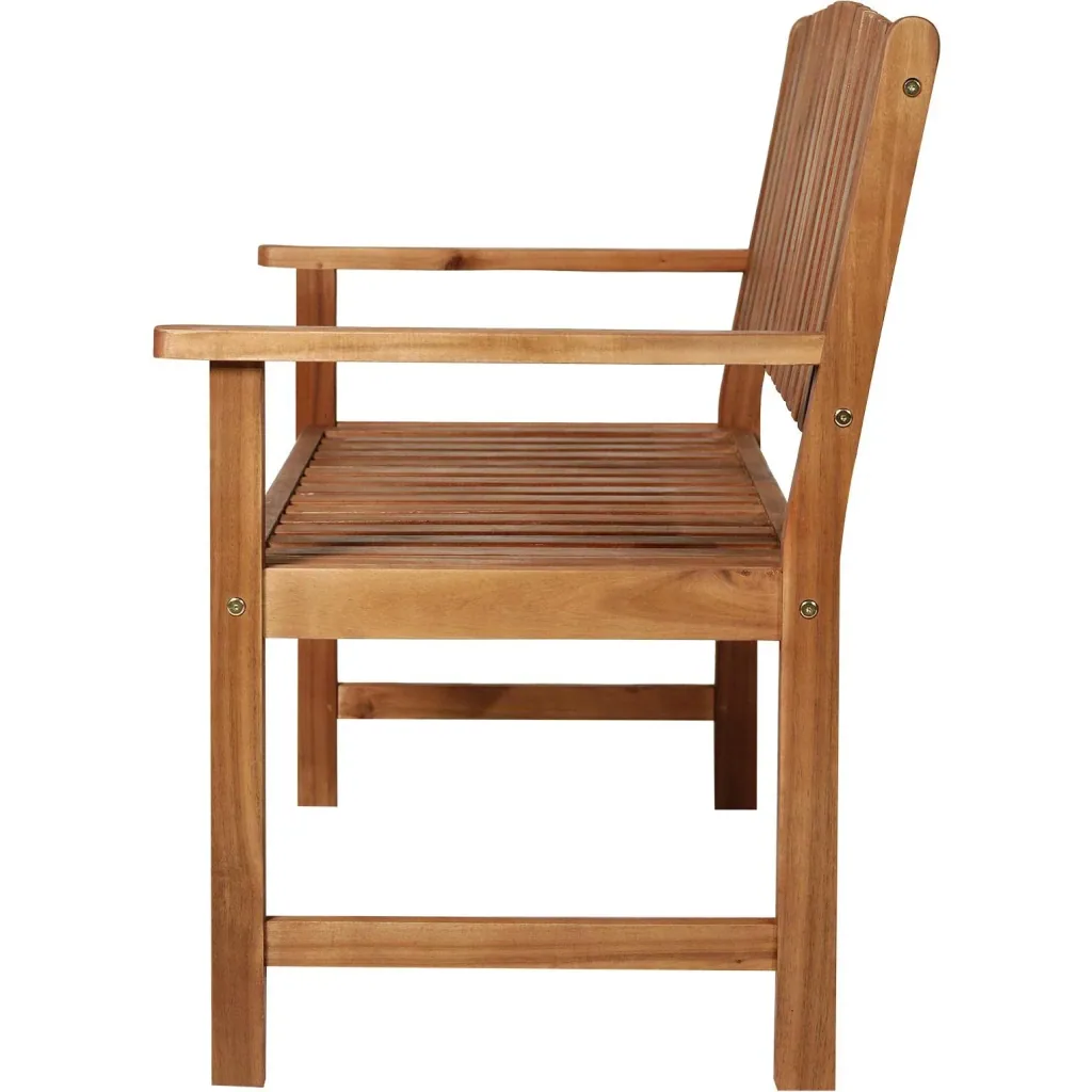 2-Sitzer Sitzbank Gartenbank Holzbank mit Armlehne Landhausstil Akazienholz Rotbraun 120 x 65 x 91,5 cm