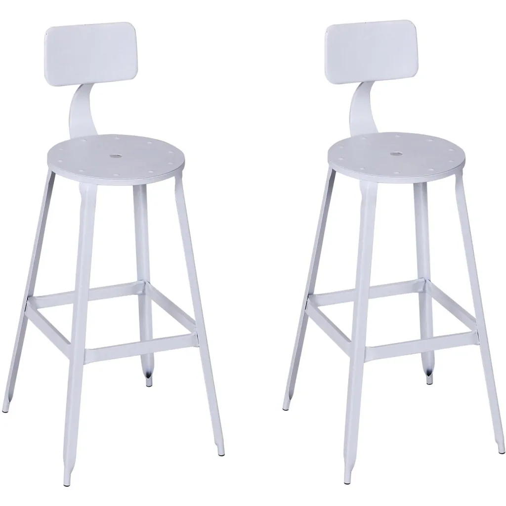 2er-Set Barhocker Bistrostuhl Küchenhocker Metallhocker mit Antirutschpads mit Rückenlehne