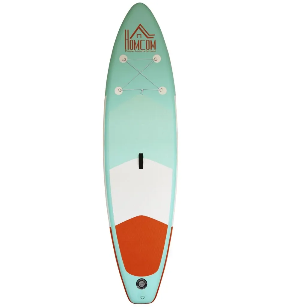 Aufblasbares Surfbrett mit Paddel grün/orange/weiß