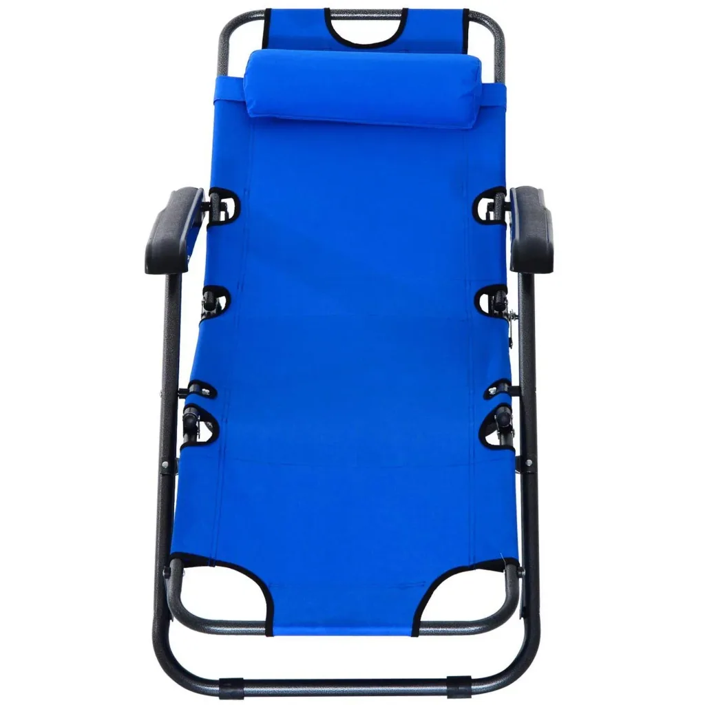 Sonnenliege Strandliege Gartenliege Relaxliege klappbar mit Kissen Strand Metall + Oxfordstoff Blau 118 x 60 x 80 cm
