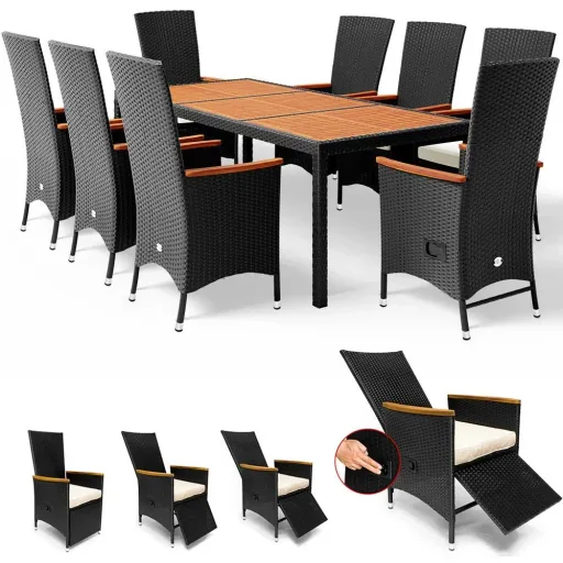 Gartenset Polyrattan-Set Rio 17-teilige verstellbare Rückenlehne
