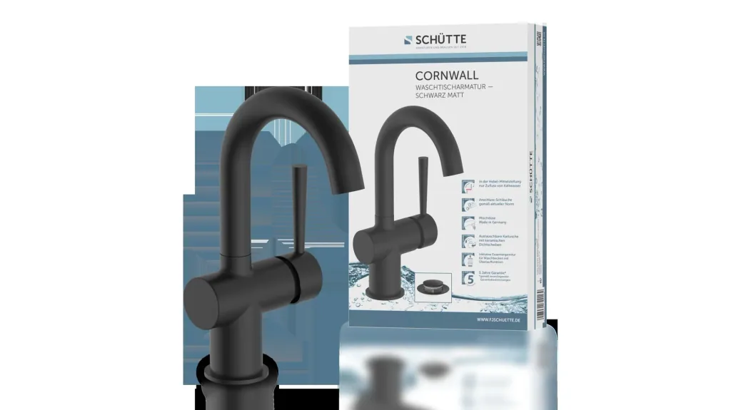 Waschtischarmatur "CORNWALL", Schwarz matt
