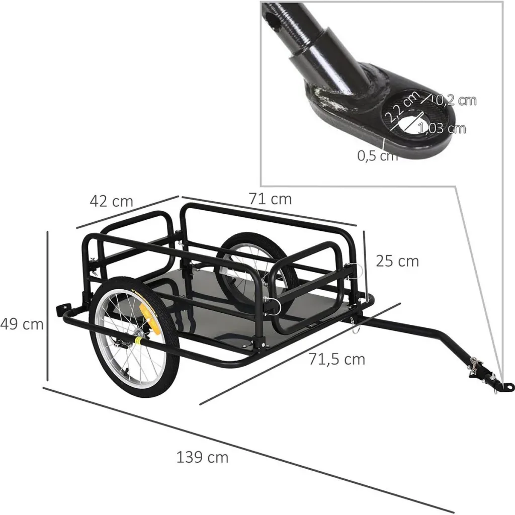 Fahrradanhänger Lastenanhänger für Fahrrad 40 kg Belastbarkeit Transportanhänger Handwagen Kupplung faltbar Stahl Schwar