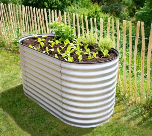 Westmann Hochbeet Grow Faster, 160×80×82 cm, Silber – Metall aus verzinktem Wellblech