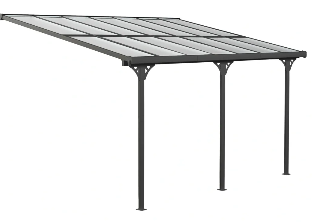 Westmann Terrassenüberdachung Bruce 435, 435×300×270 cm, Schwarz – Aluminium mit Polycarbonatdach