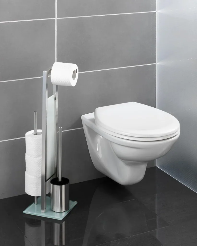 Stand WC-Garnitur Rivalta 3in1, Weiß / Silber matt