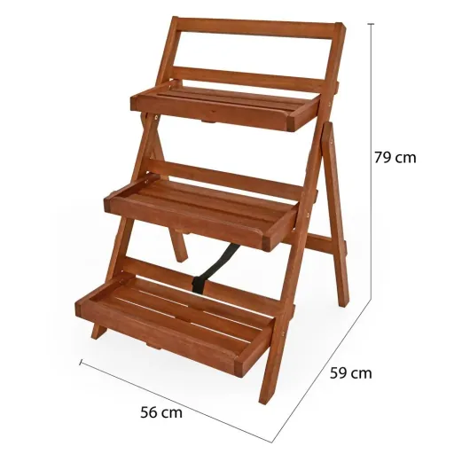 Blumentreppe 3 Stufen Akazienholz