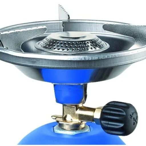 Gaskocher mit Windschutz 1200 Watt Blau