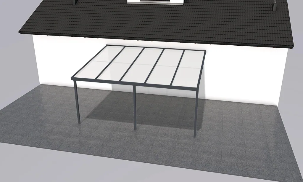Terrassendach Premium, anthrazit, 5100 x 4060 mm - Klima blue