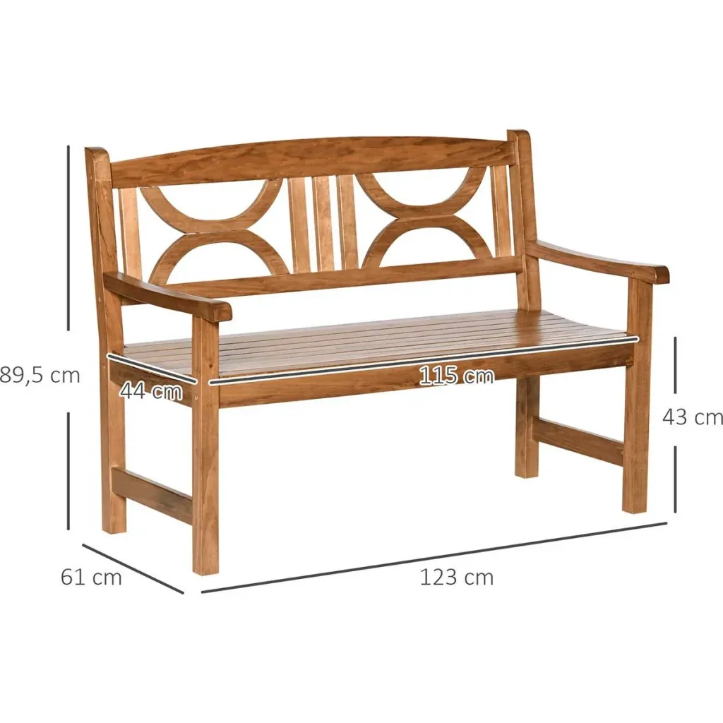 2-Sitzer Gartenbank Massivholz 123 x 61 x 89,5 cm