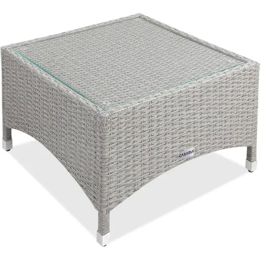 Polyrotan Beistelltisch Grau, 58 x 58 x 42 cm
