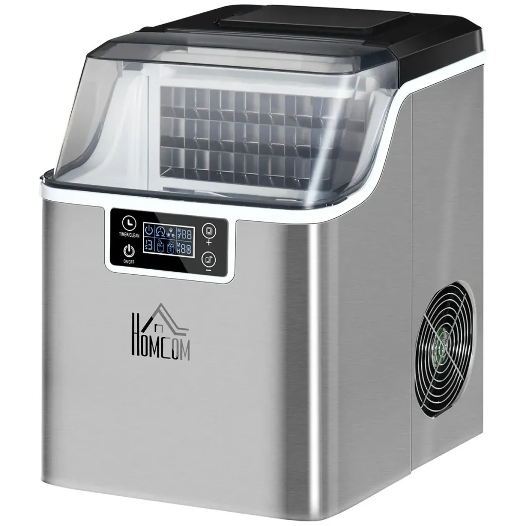 Eiswürfelbereiter 20 kg/24h 2.3 l Eiswürfelbereiter mit 3.2 l Wassertank Display Edelstahl silber 25,2 x 36 x 37,1 cm