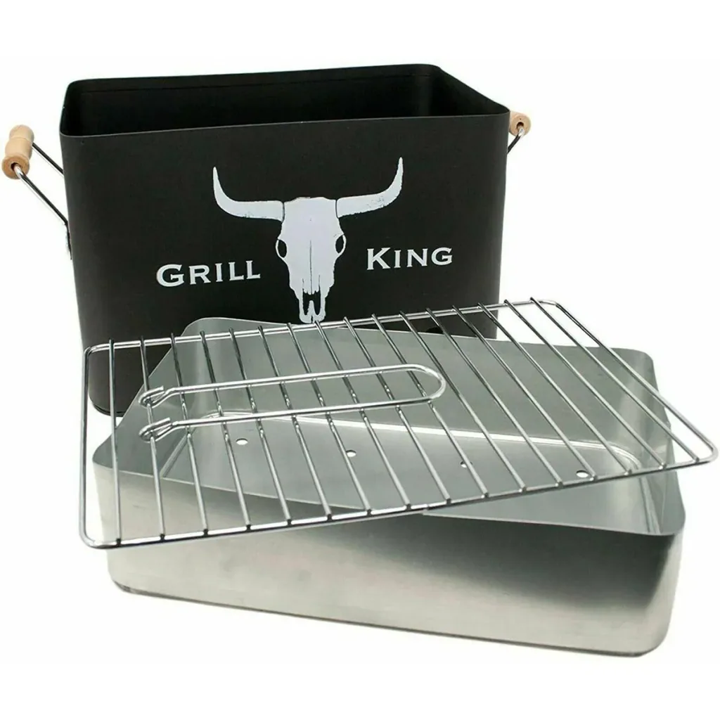 Grill King Holzkohlegrill - Rechteckig - Mattschwarz - 32x20x20 cm