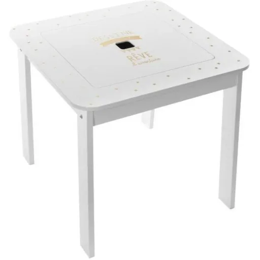 Kindertisch mit 2 Hockern - Weiß - 57x57x51 cm