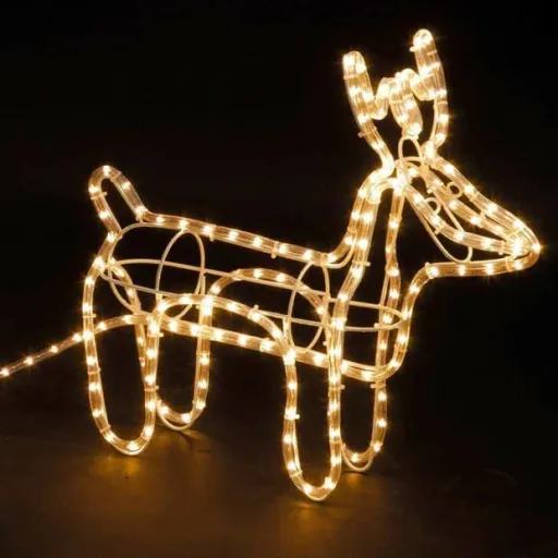 Weihnachts-Rentier mit Schlitten - Weihnachtsbeleuchtung - Warmweiß