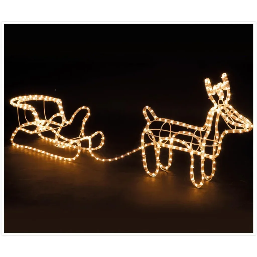Weihnachts-Rentier mit Schlitten - Weihnachtsbeleuchtung - Warmweiß