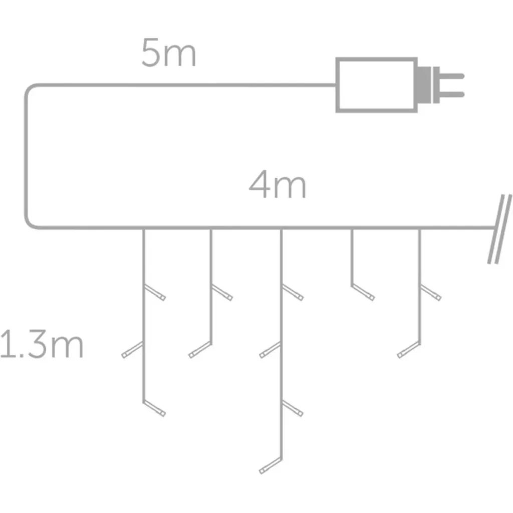 Vellight Eiszapfen-Weihnachtsbeleuchtung - 4 x 1,3 M - 300 LEDs - Warmweiß - Innen & Außen