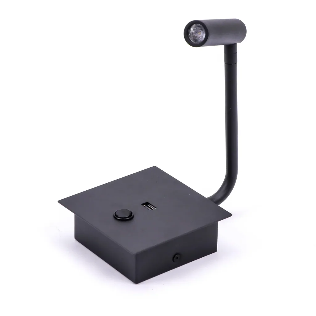 VT-2943 led-leselampe mit usb - wandhalterung - 3W - 180 Lumen - 3000K - schwarz - Ideal für neben Ihrem Bett