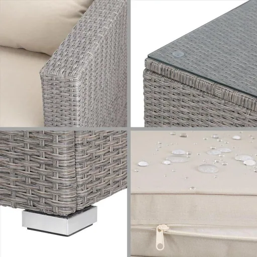 Polyrattan Lounge-set XL - 26-teilig - Creme