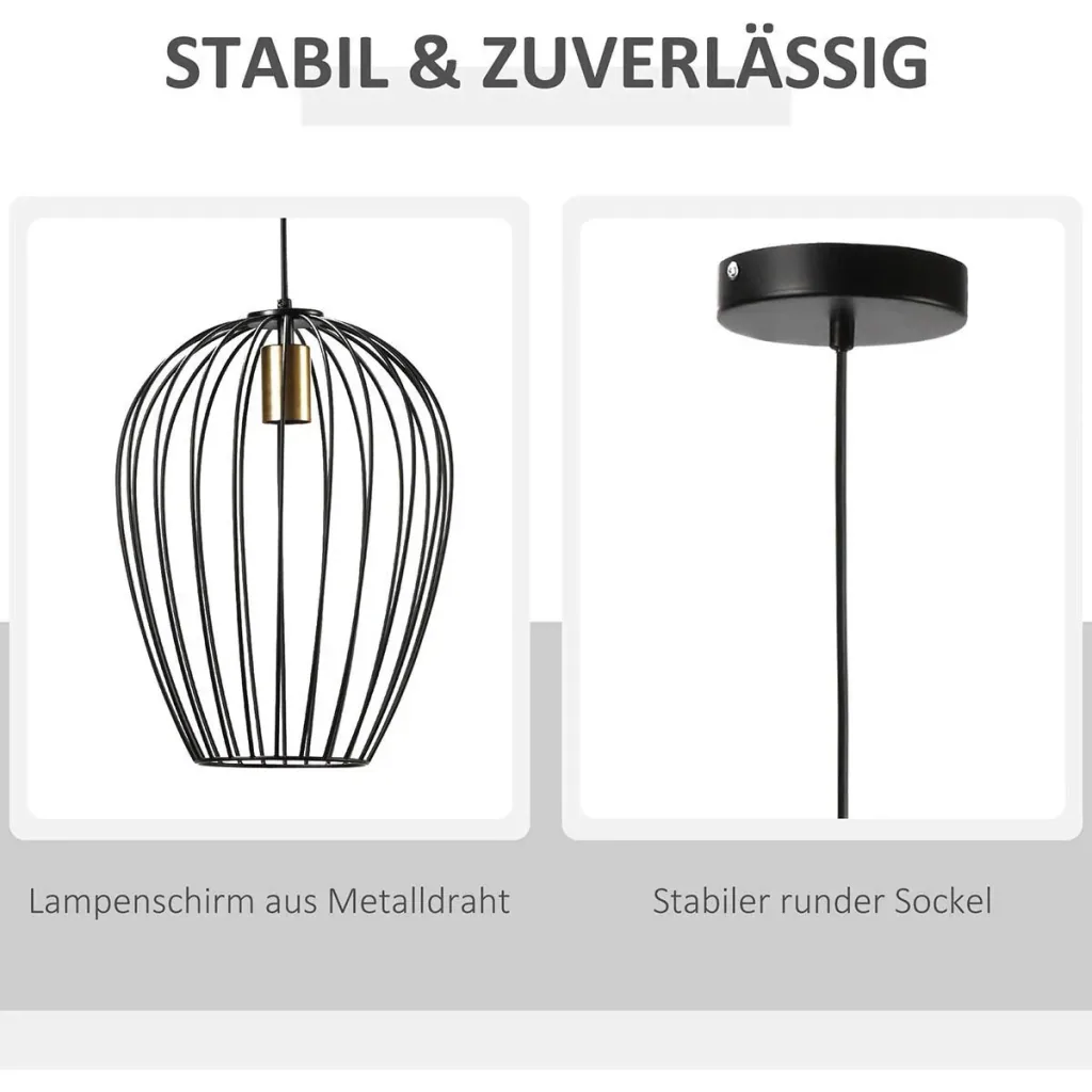 Pendelleuchte Hängeleuchte Hängelampe modern Pendellampe für Büro Wohnzimmer Esszimmer Metall Schwarz Ø26 x 130 cm