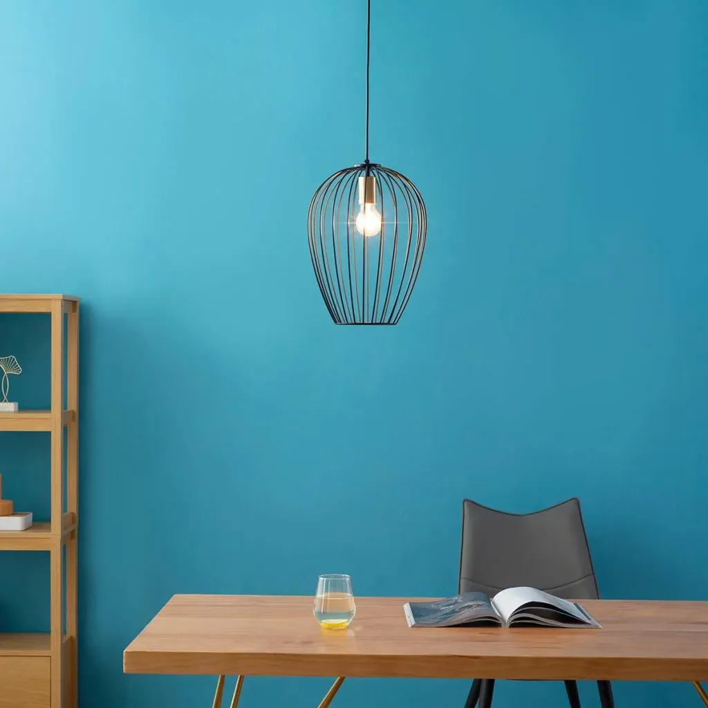 Pendelleuchte Hängeleuchte Hängelampe modern Pendellampe für Büro Wohnzimmer Esszimmer Metall Schwarz Ø26 x 130 cm