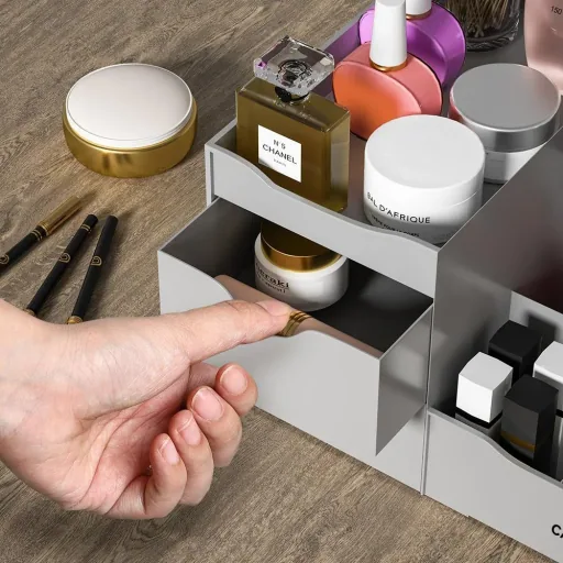 Make-up-Organizer hellgrau