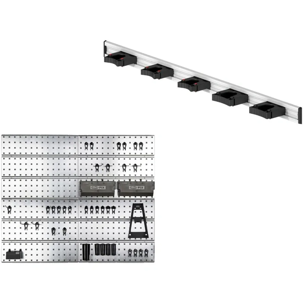 Super Clip Set - Schrank mit Toolflex Aluminiumschiene mit 5 Werkzeughaltern